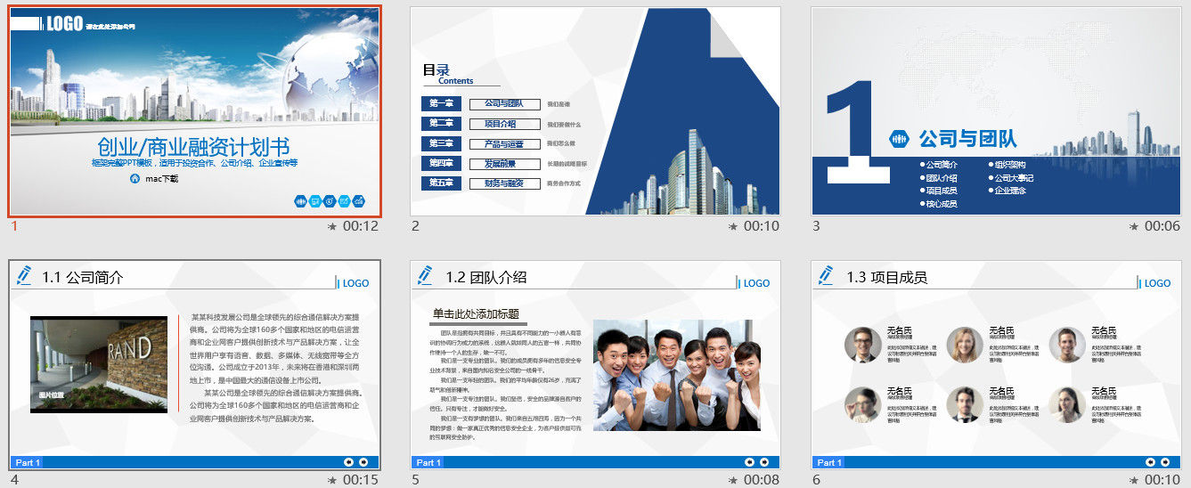 全新精品商业创业融资计划书PPT模板