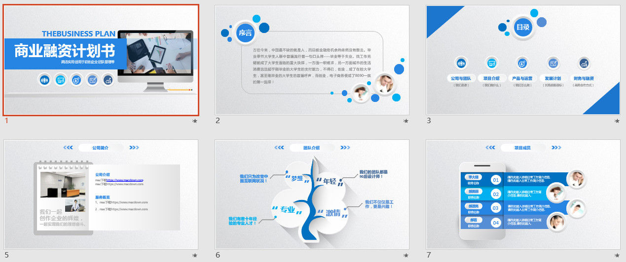 简洁实用商业融资计划书PPT模板