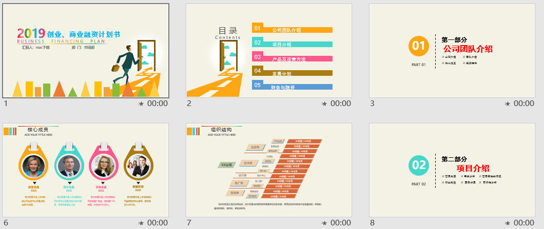彩色商业融资计划书PPT模板