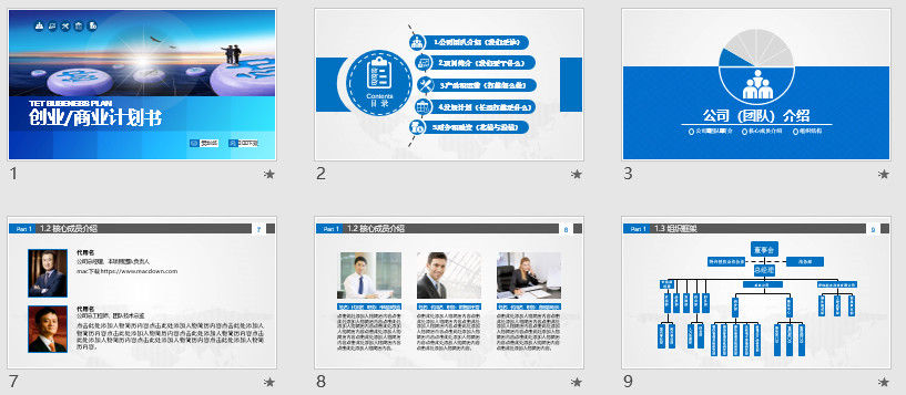 蓝色大气商业计划书PPT模板
