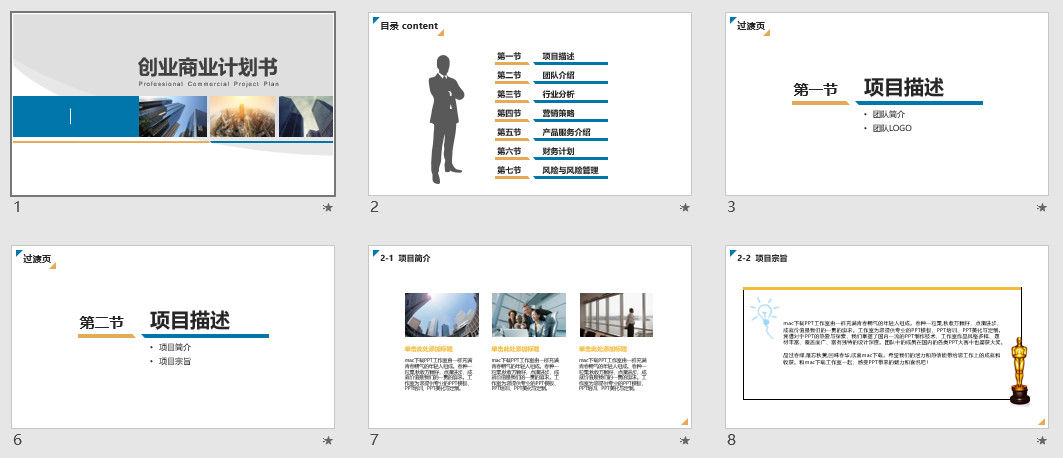 精美创业商业计划书PPT模板