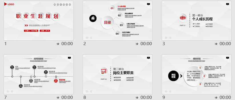 红色简约职业生涯规划PPT模板
