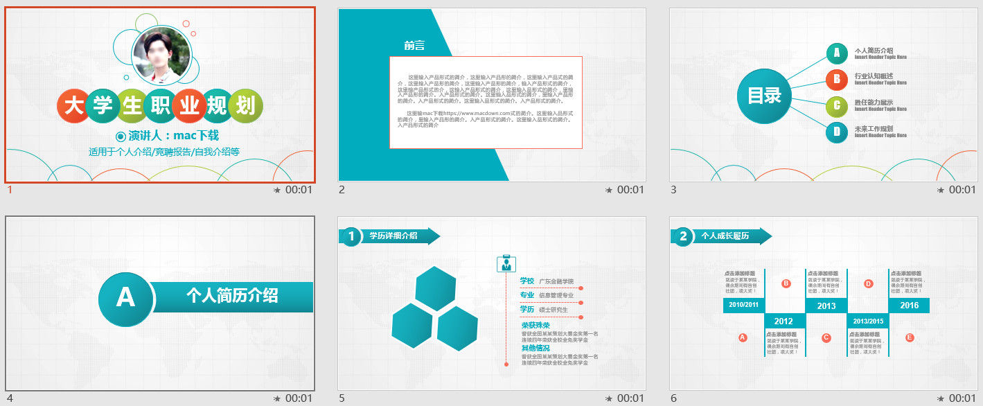 精美大气大学生职业规划PPT模板