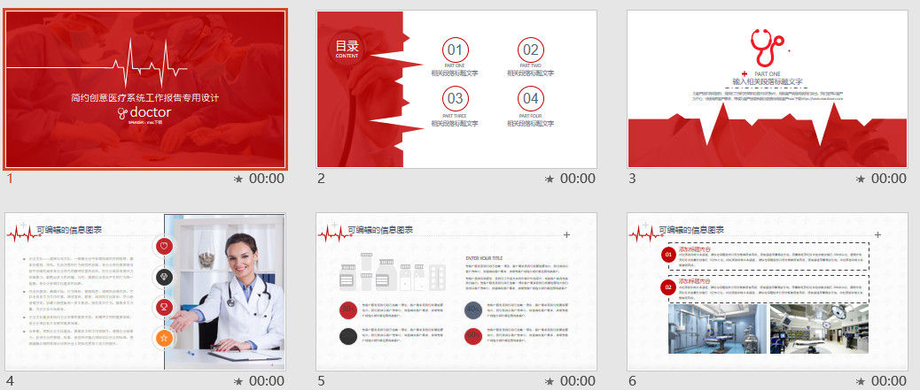 简约创意医疗系统工作报告PPT模板