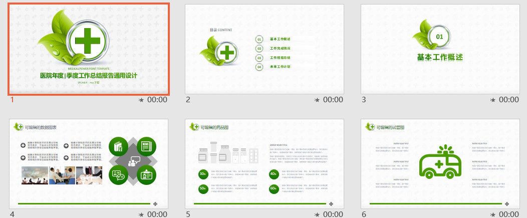 简约创意医院年度季度工作总结报告通用PPT模板