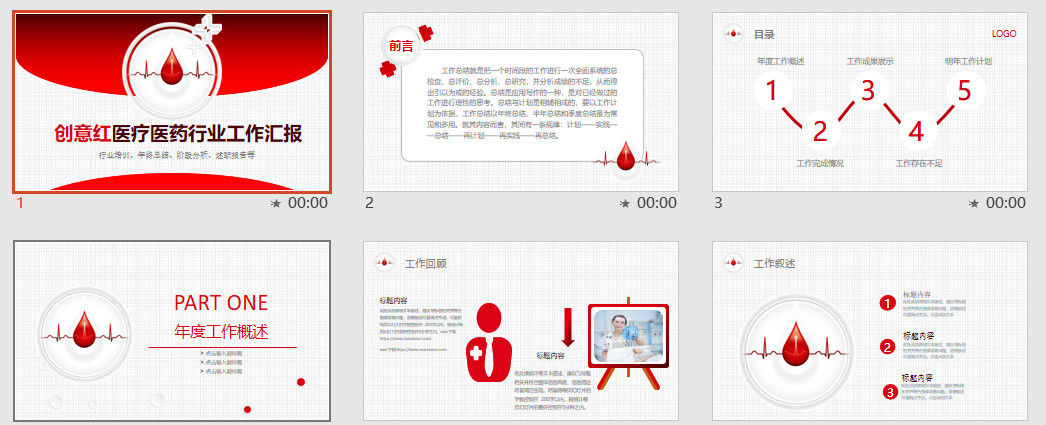 创意红色医疗医药行业工作汇报PPT模板