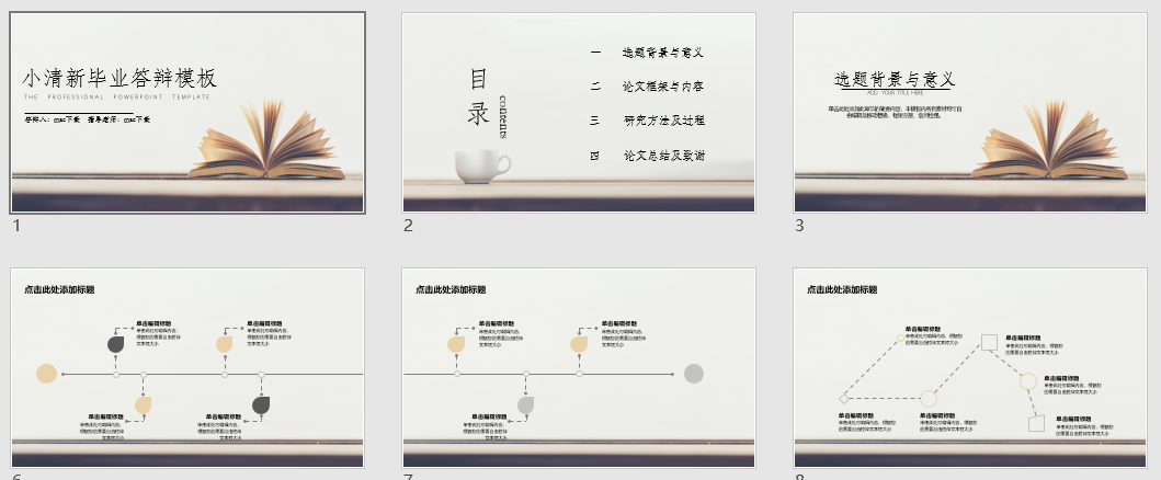 小清新毕业答辩PPT模板