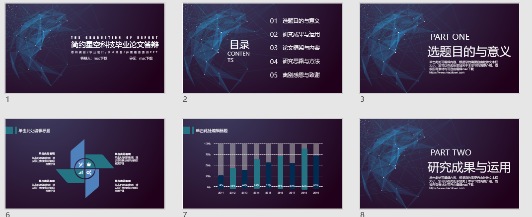 简约星空科技毕业论文答辩PPT模板