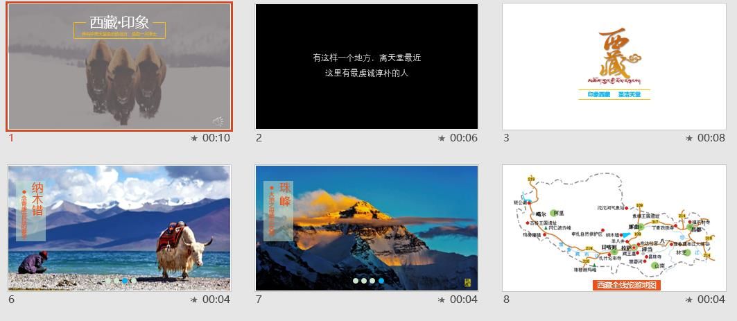 西藏印象旅行景象PPT模板