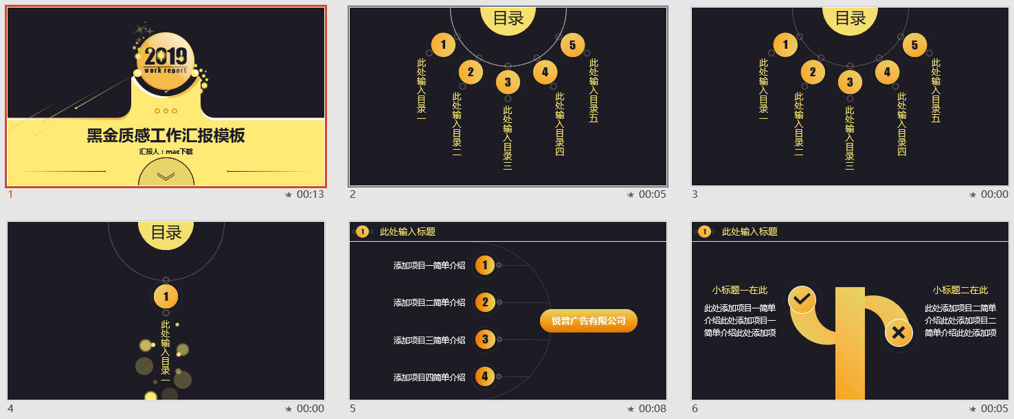 高质量黑金质感工作汇报PPT模板