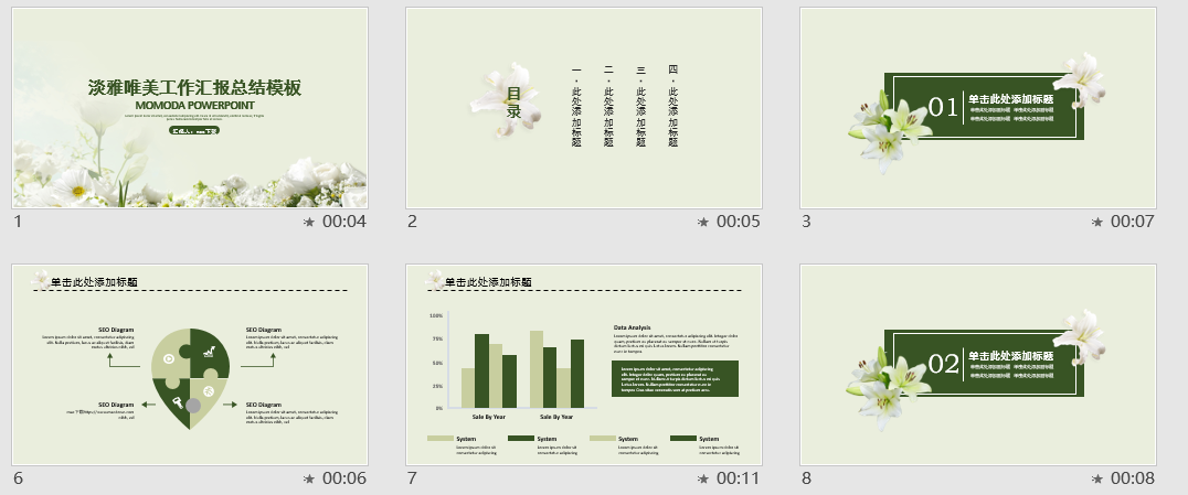 淡雅唯美工作汇报总结PPT模板