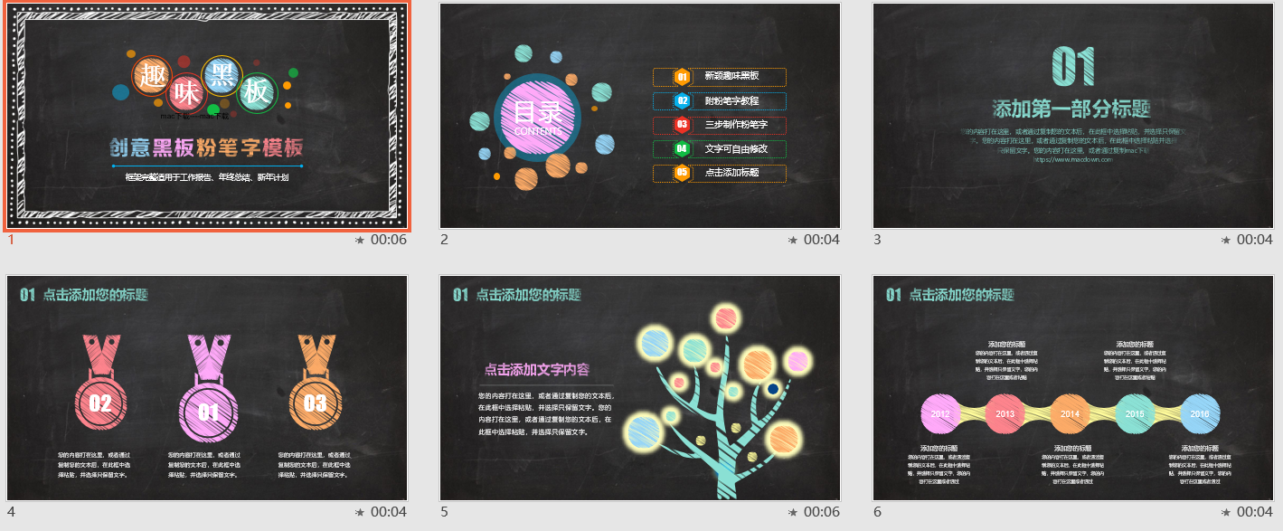 创意黑板粉笔字总结报告ppt模板