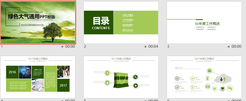 绿色大气通用年度工作汇报PPT模版