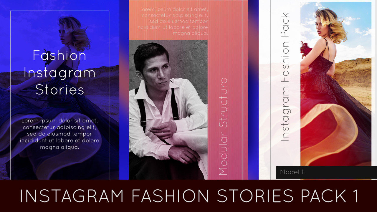 快速简便的动态时尚照片过渡效果AE模板Instagram Fashion Stories Pack 1