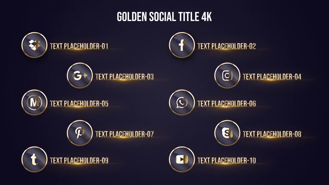 10个金色社交全屏标题动画AE模板