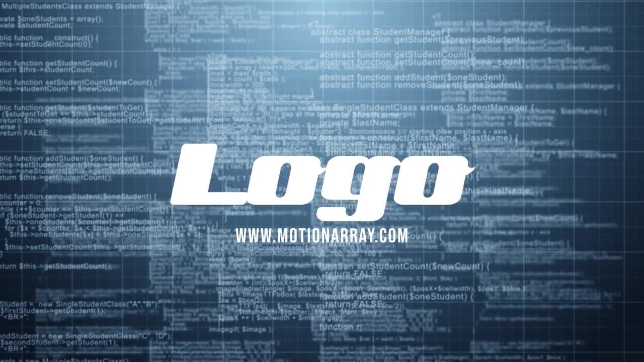 高科技的运行代码幻灯片logo展示AE模板