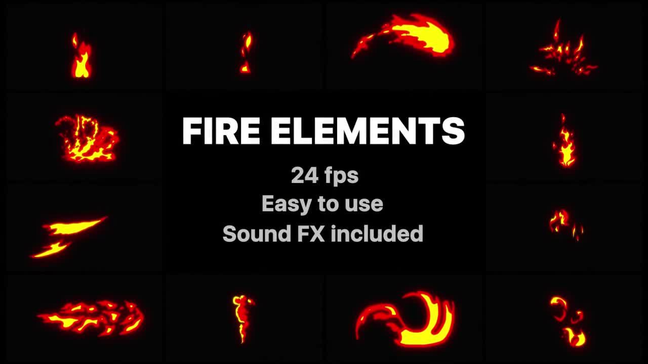 12个快速和能量动画的火元素AE模板
