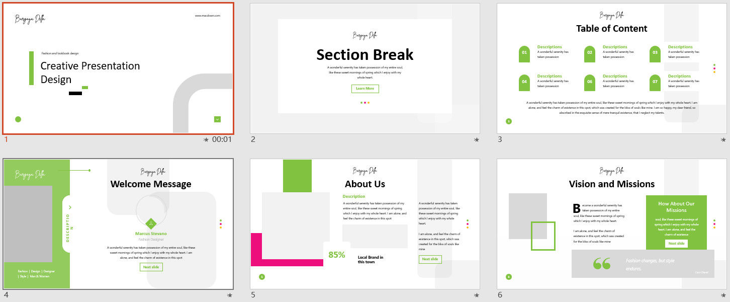 绿色框架Section Break商业计划书PPT模板