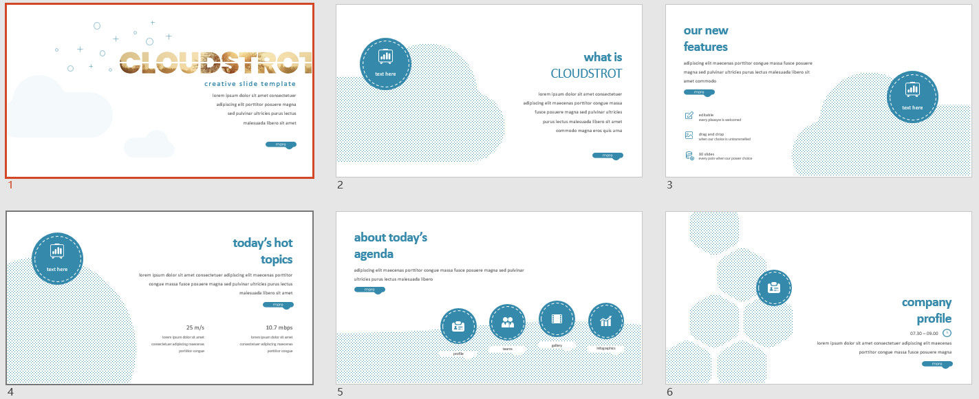 精品蓝色框架Cloudstrot商业计划总结PPT模板