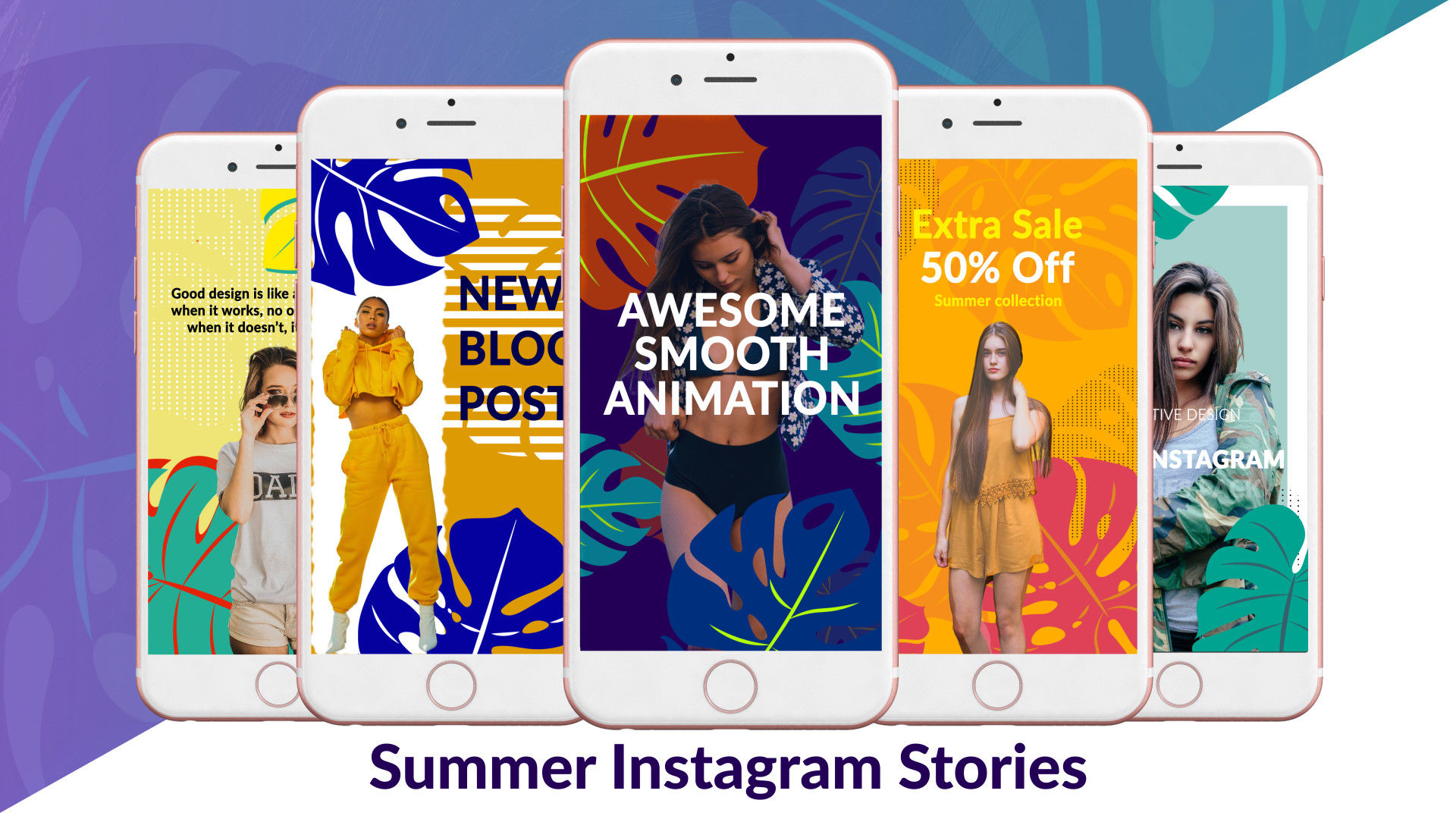 10个时尚创意夏季Instagram故事照片AE模板