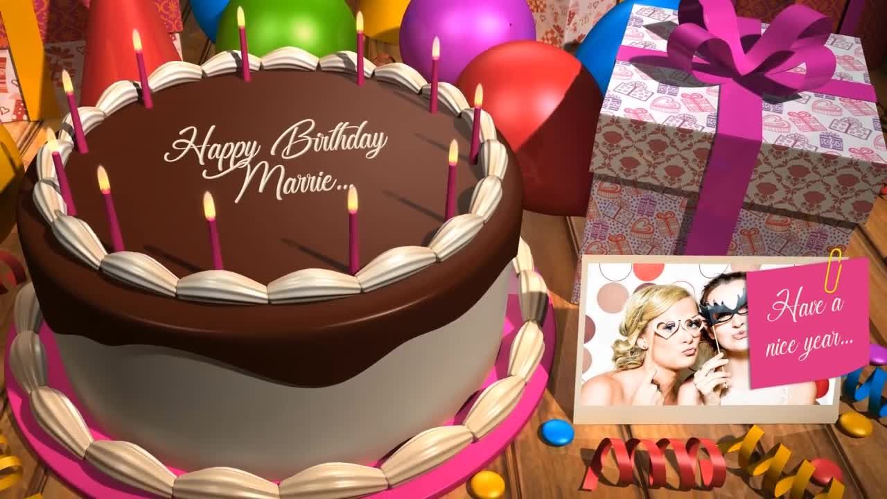 生日主题动画3D场景(彩色气球礼物生日蛋糕)AE模板