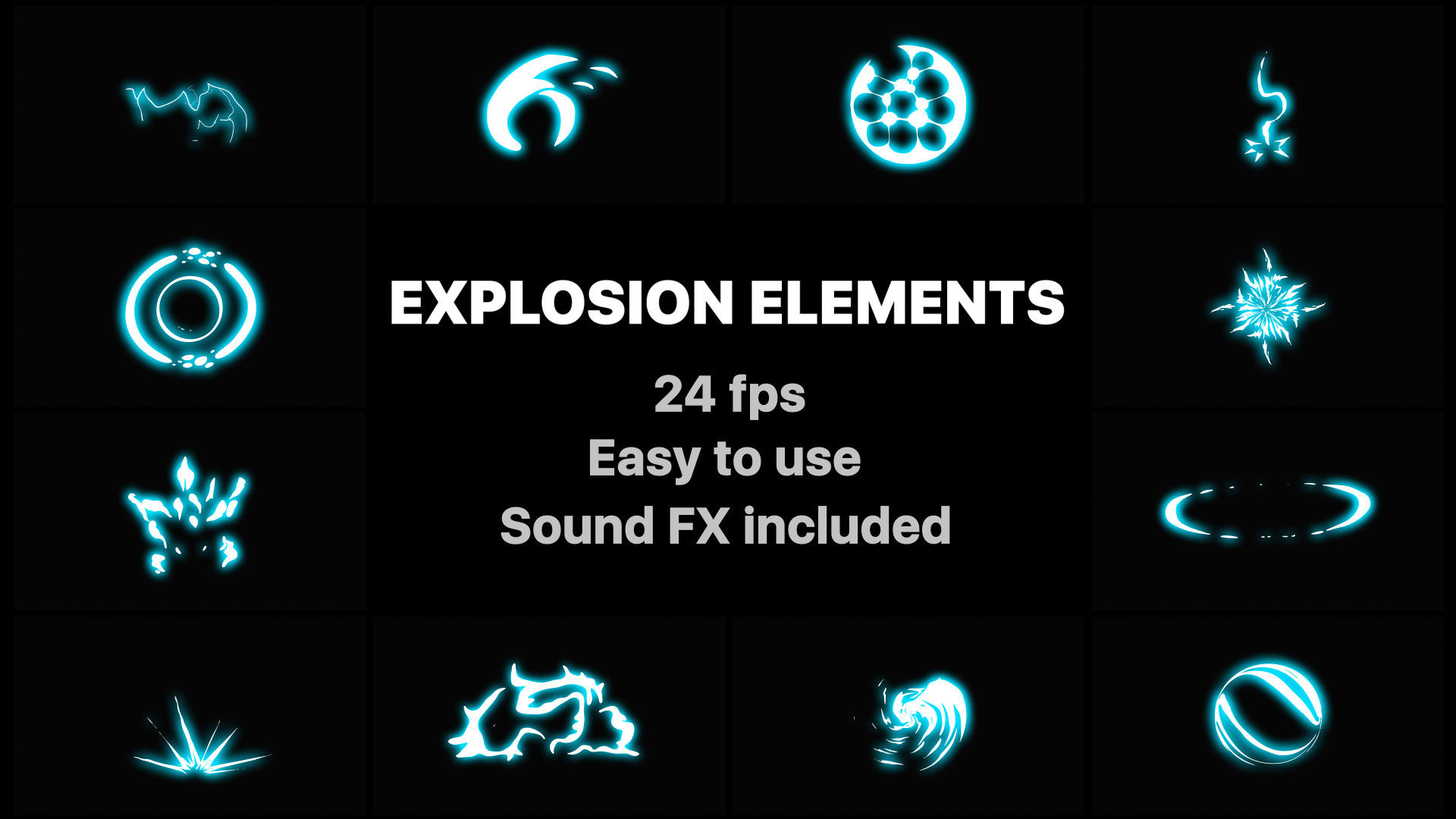 12个独特设计的元素爆炸动态动画AE模板