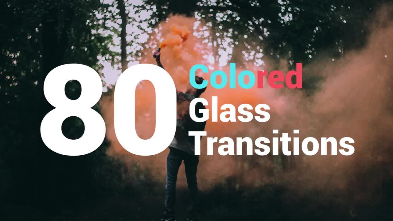 80个彩色玻璃过渡效果动画展示Pr模板