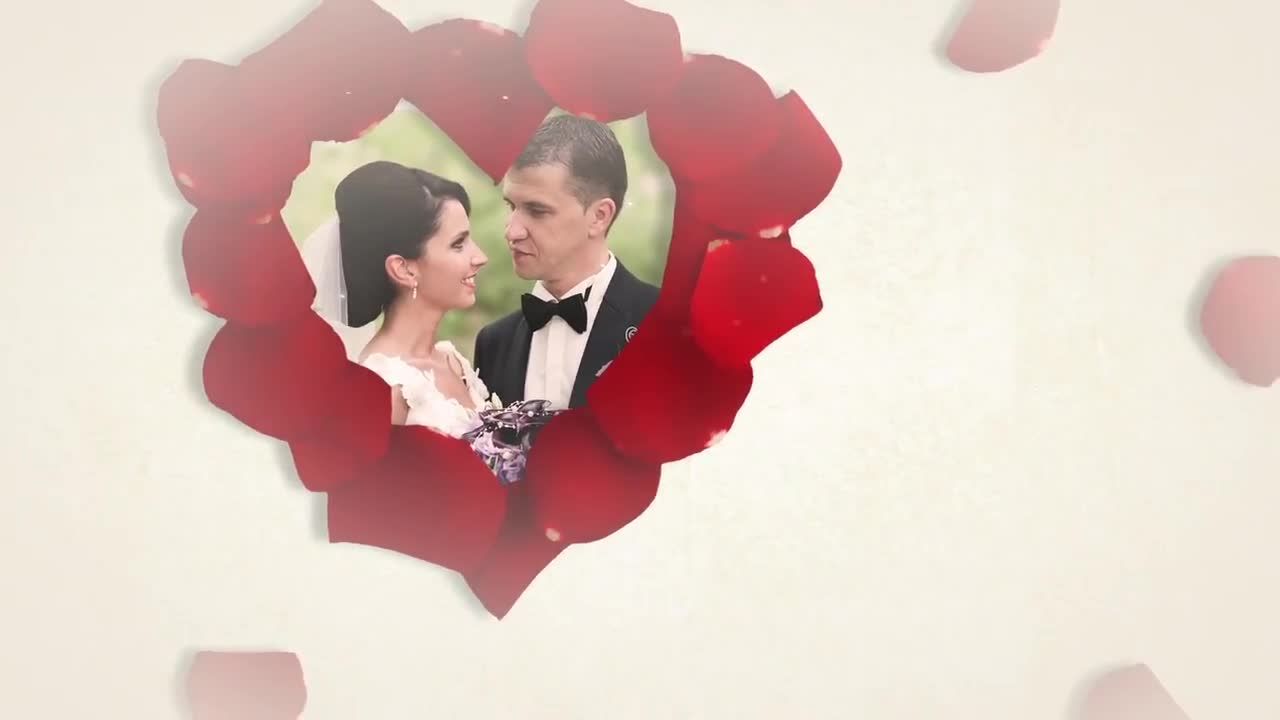 浪漫婚礼照片幻灯片与玫瑰PR模板