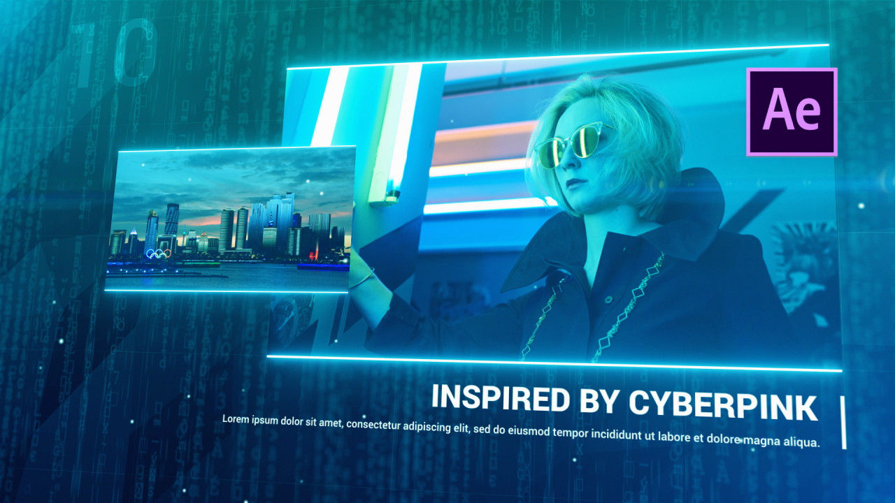 未来主义Cyber​​科幻幻灯片动画AE模板