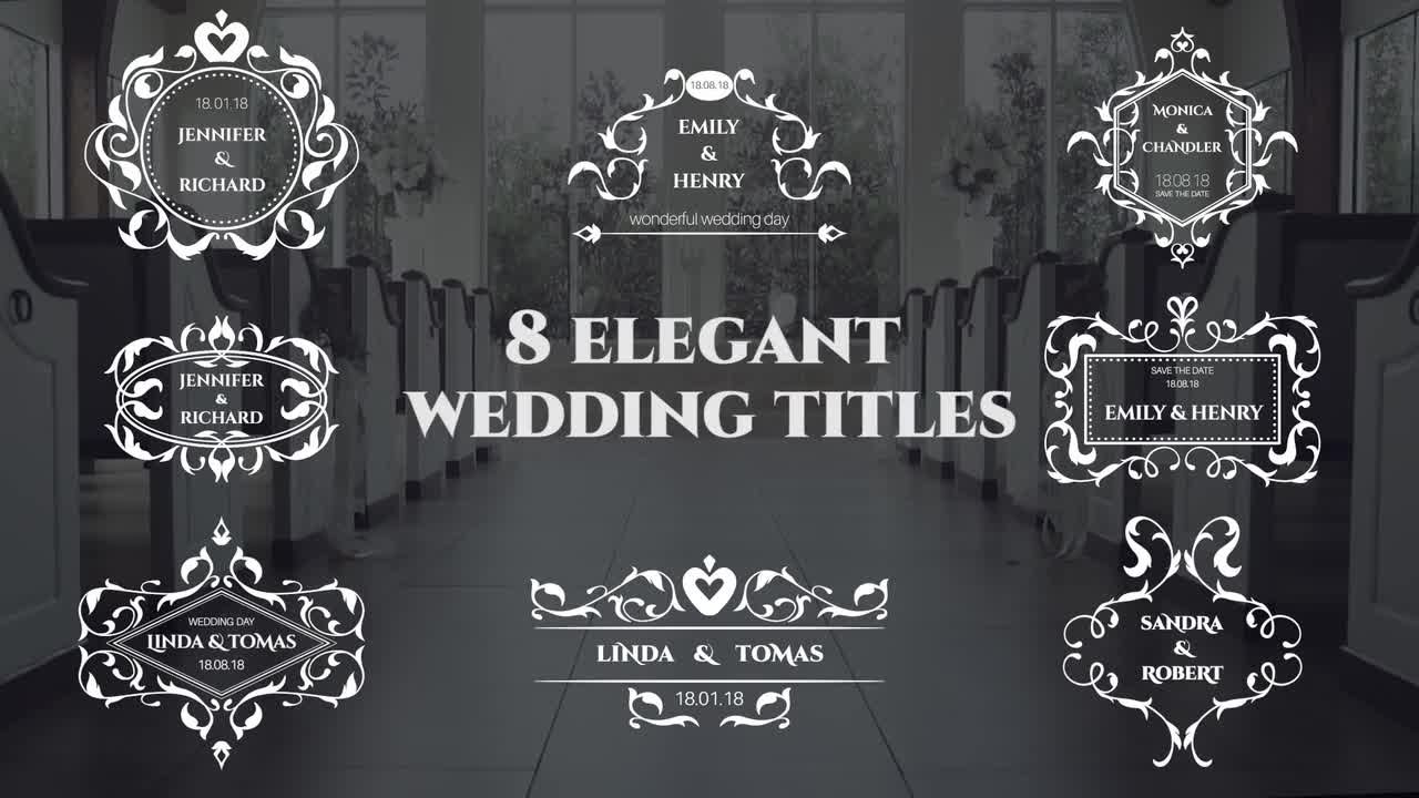 8个华丽外观和创造性动画全屏婚礼标题动画ae模板