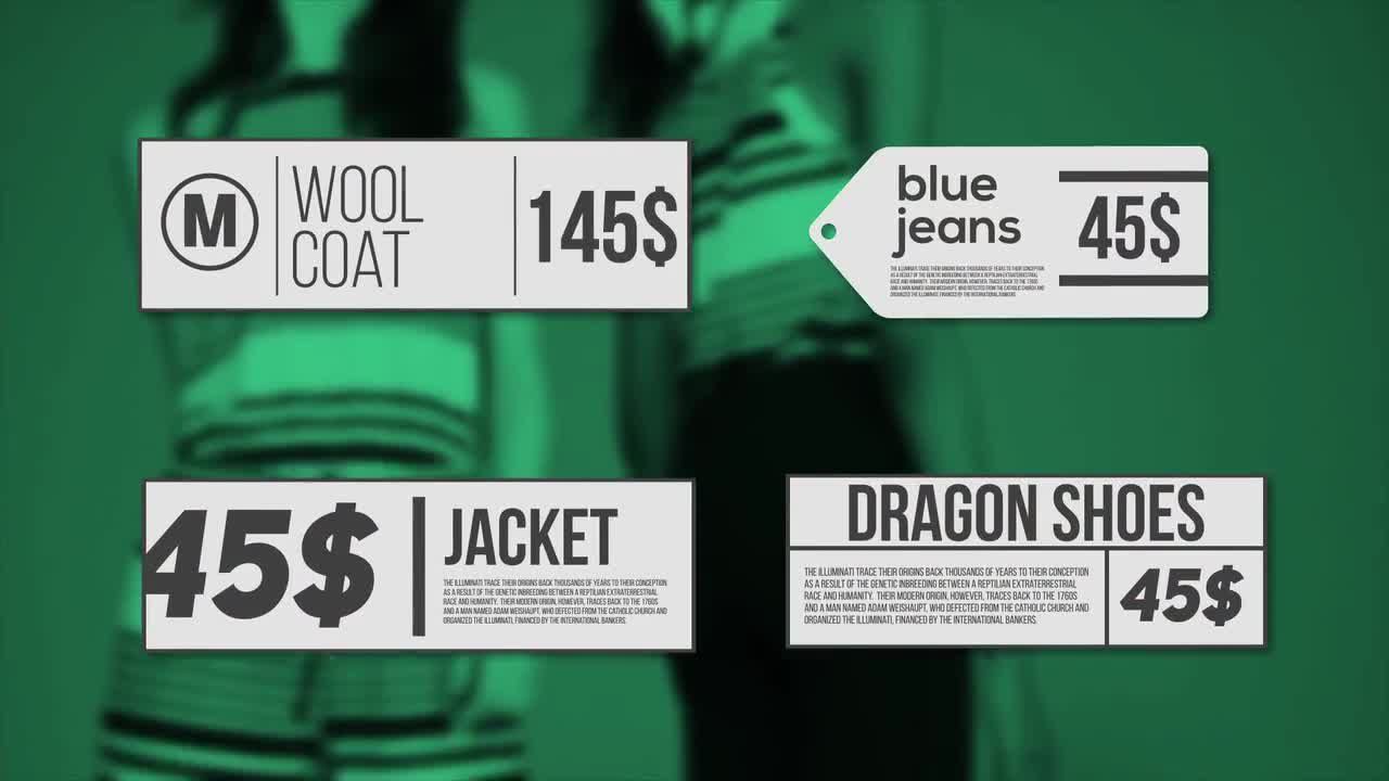 时尚时装服饰促销活动视频图形标签动画AE模板