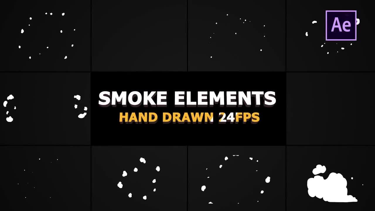 10个时尚动画的每秒24帧手绘烟雾效果AE模板