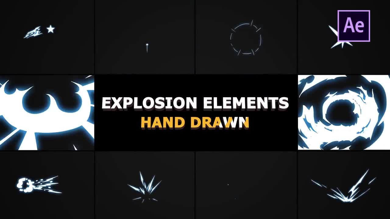 10个创造性动画手绘爆炸元素AE模板
