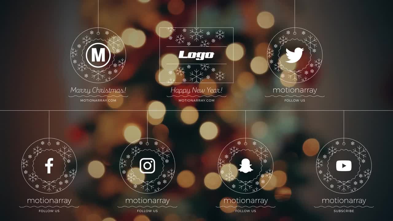 圣诞节企业与社交媒体徽标显示AE模板