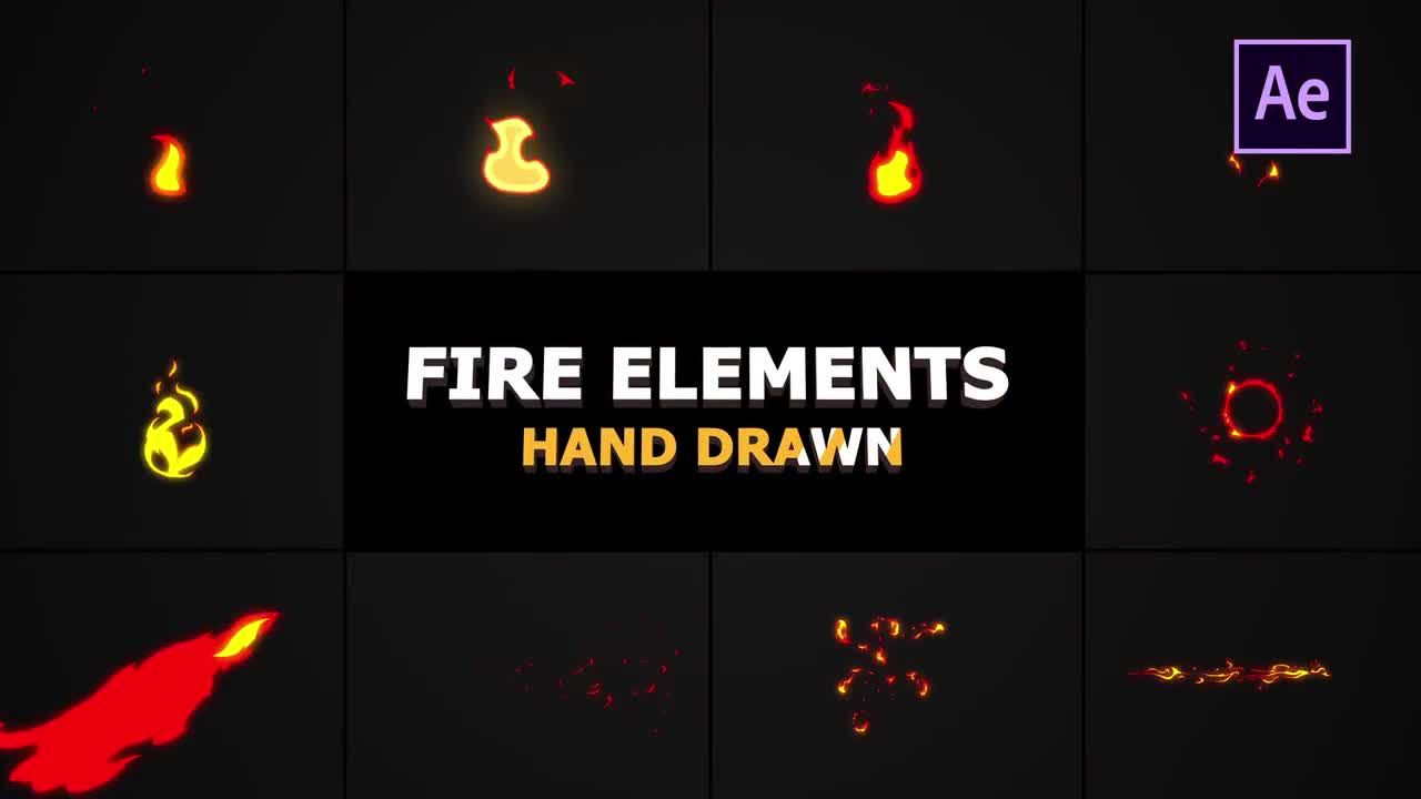 10个创造性动画手绘卡通火焰效果的AE模板