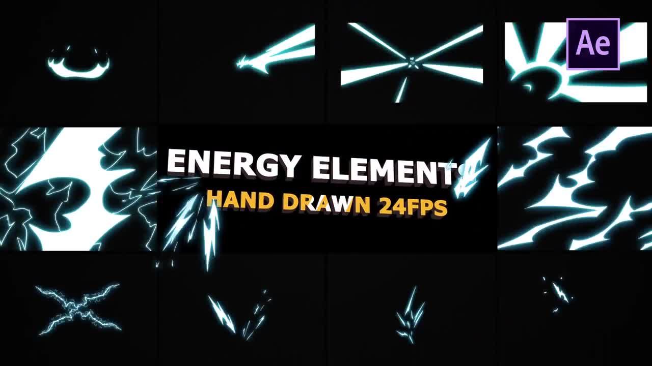创造性动画手绘能量元素AE模板