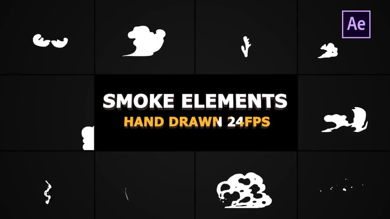 卡通烟雾元素和过渡AE模板