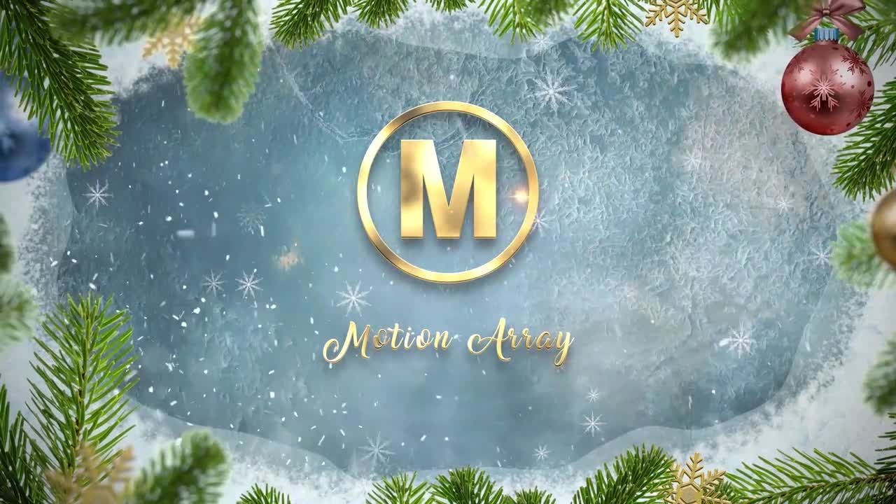 圣诞节冰雪logo动画PR模板
