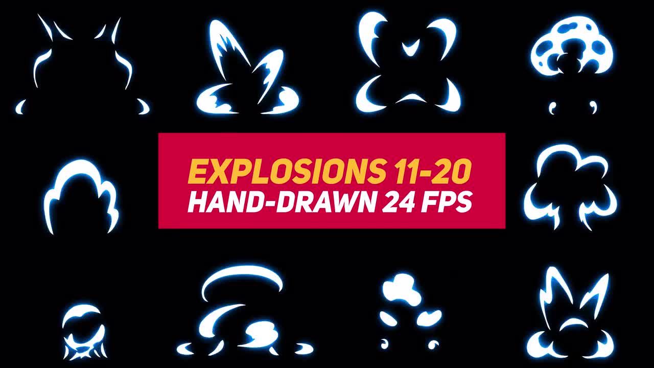10个华丽的手绘爆炸液体元素动画AE模板