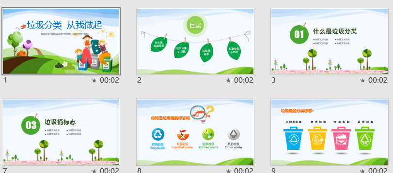 垃圾分类节能减排主题班会PPT模板