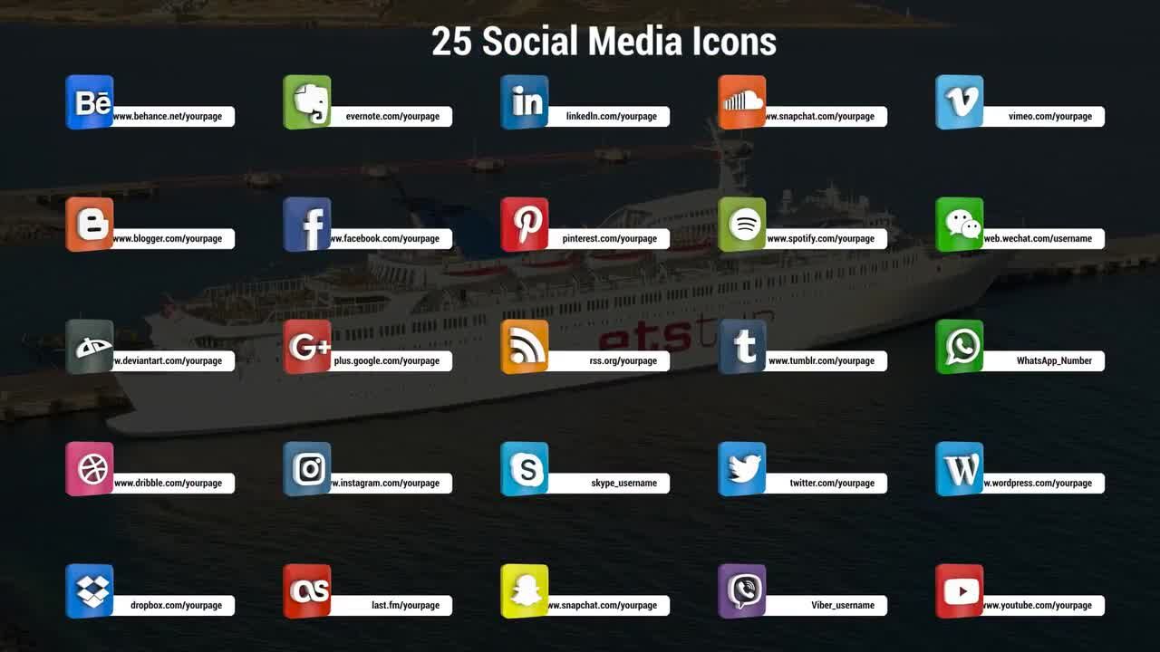 25个时尚3D社交媒体图标PR模板