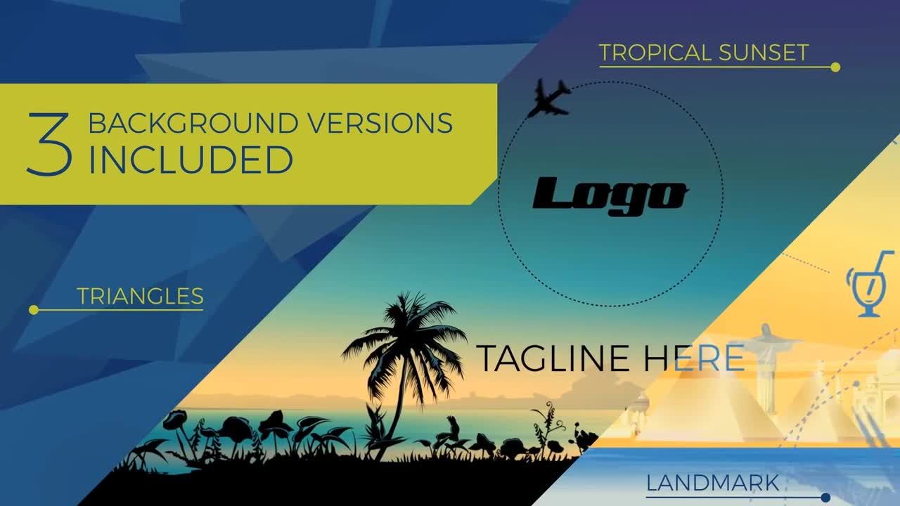 3种独特的旅游标志创意设计宣传AE模板