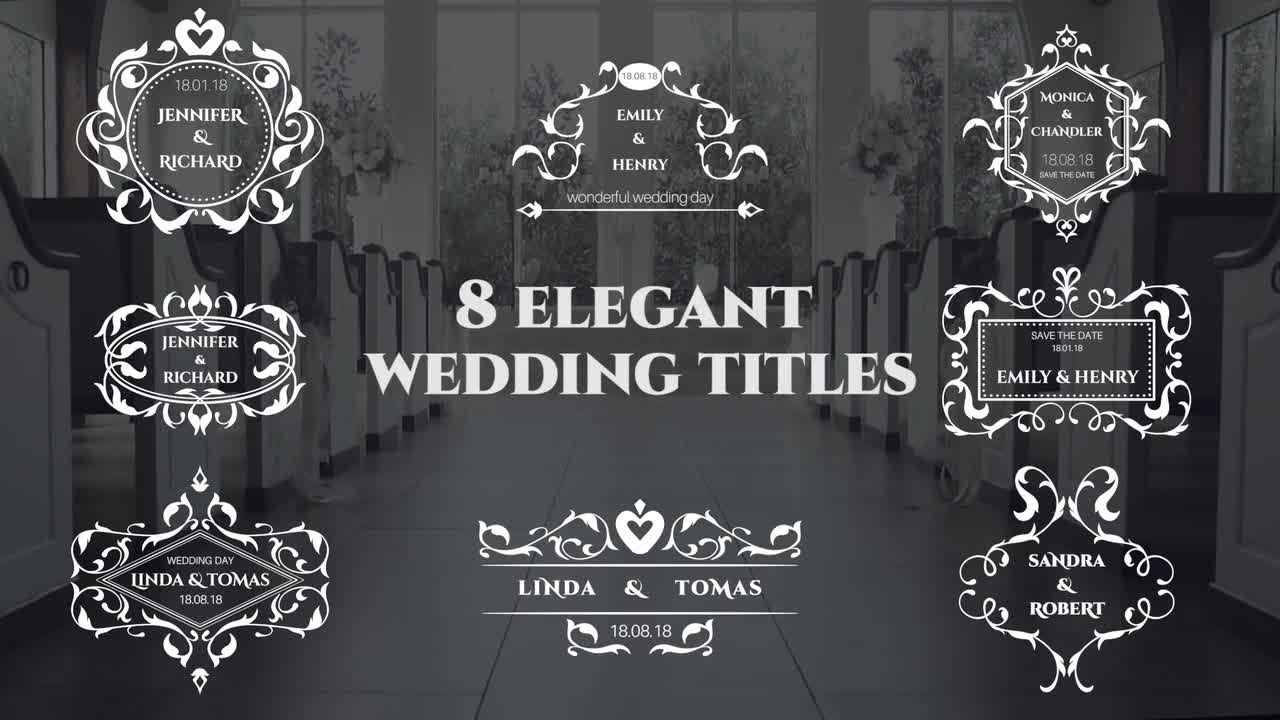 8个复古优雅婚礼标题pr模板