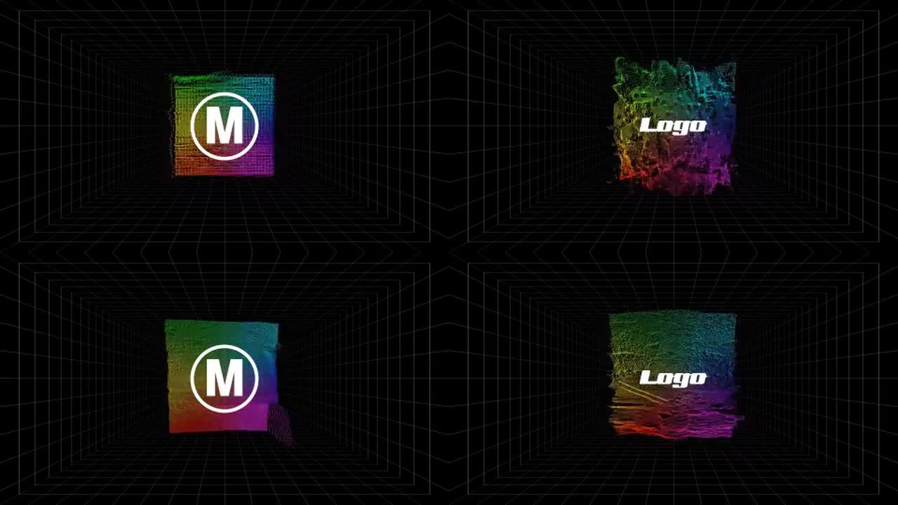 4个全彩色光谱标识动态动画AE模板
