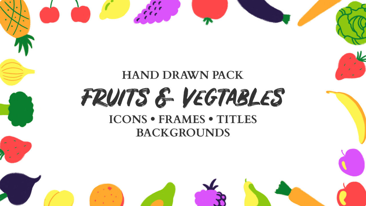 57个水果和蔬菜手绘元素AE模板