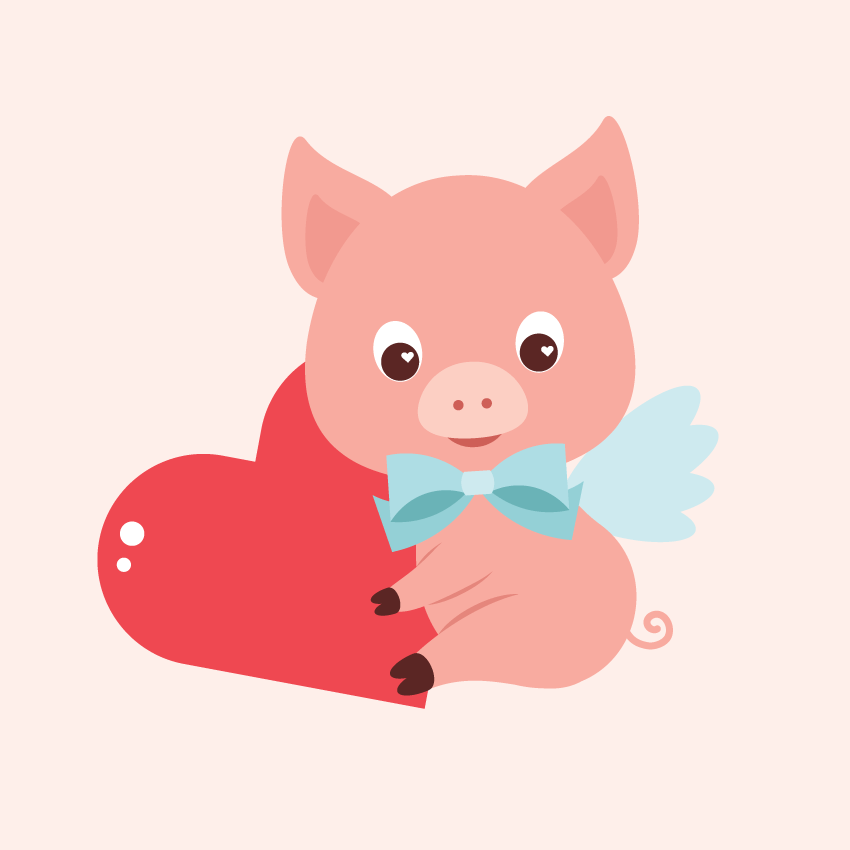 AI教程：如何在Adobe Illustrator中创建情人节的小猪插图