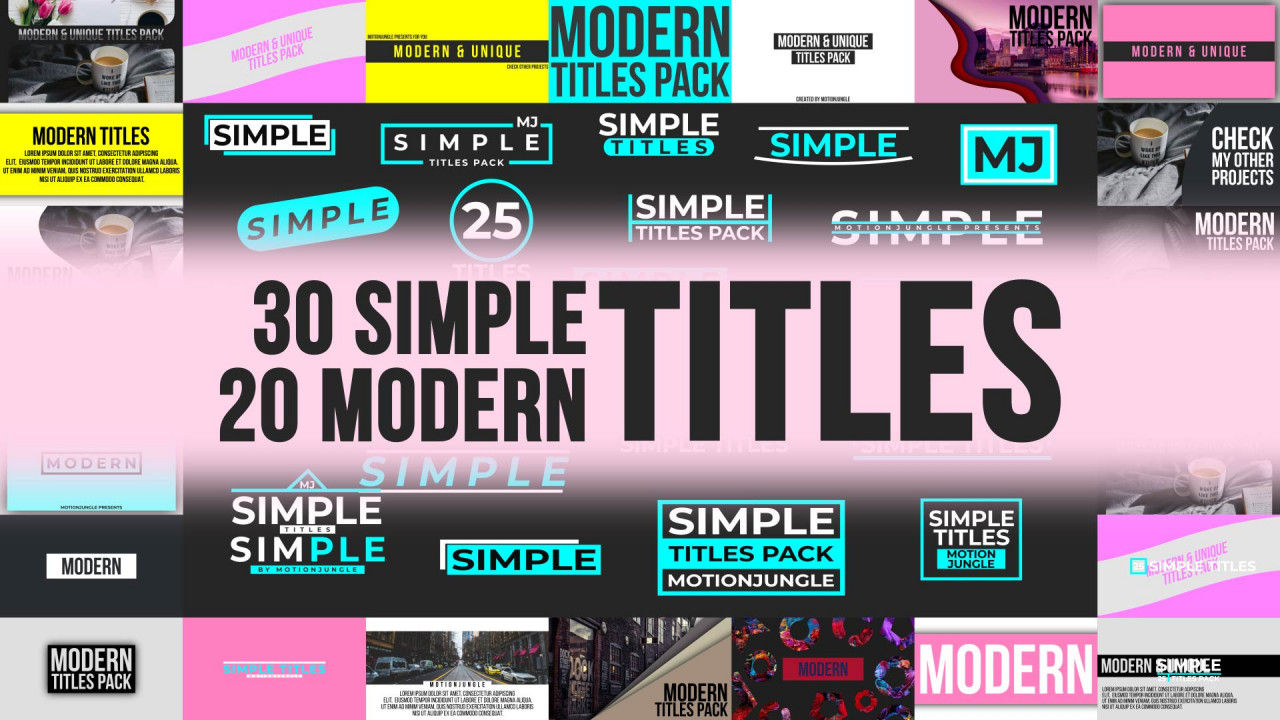20个现代和30个简单的标题动画AE模板