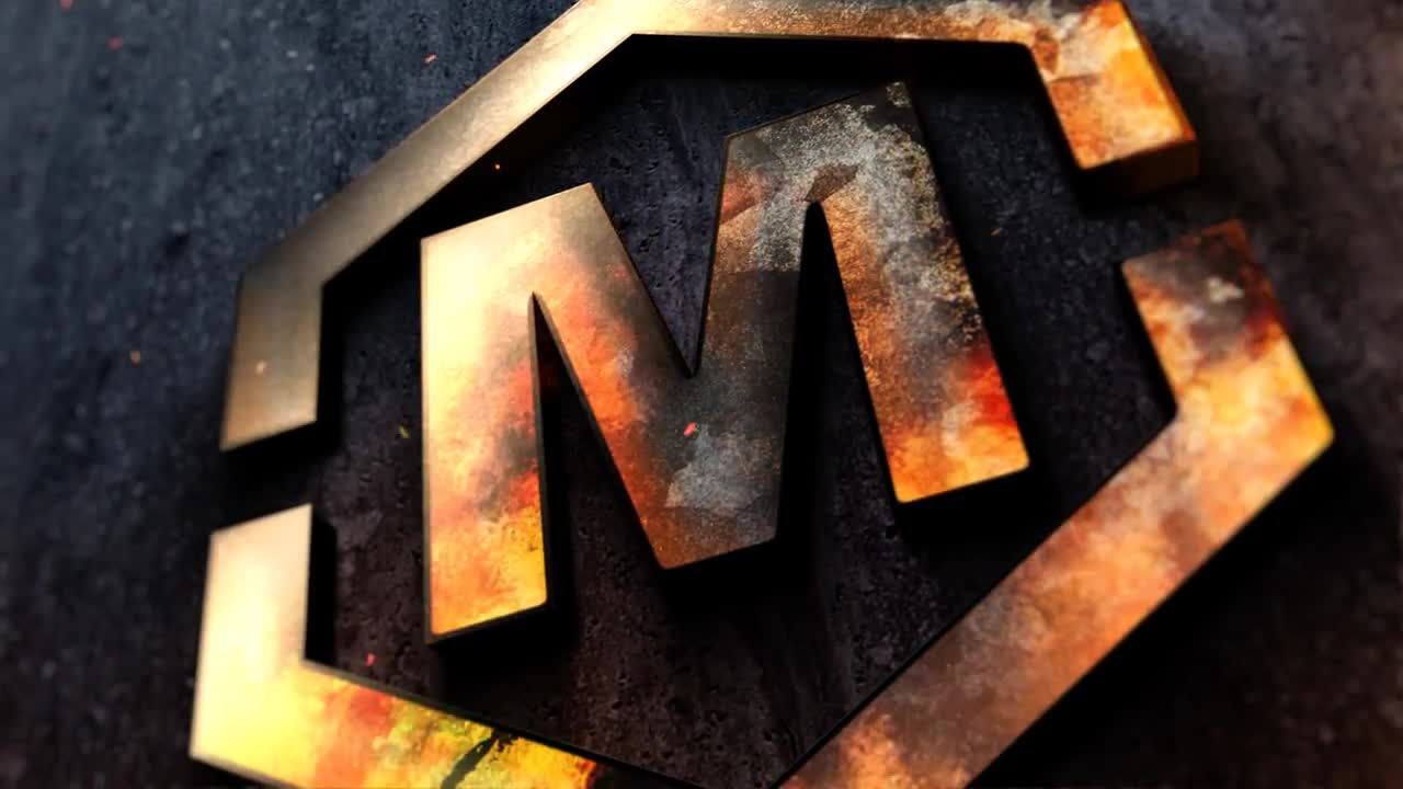 影院级的金属燃烧Logo标题AE模板