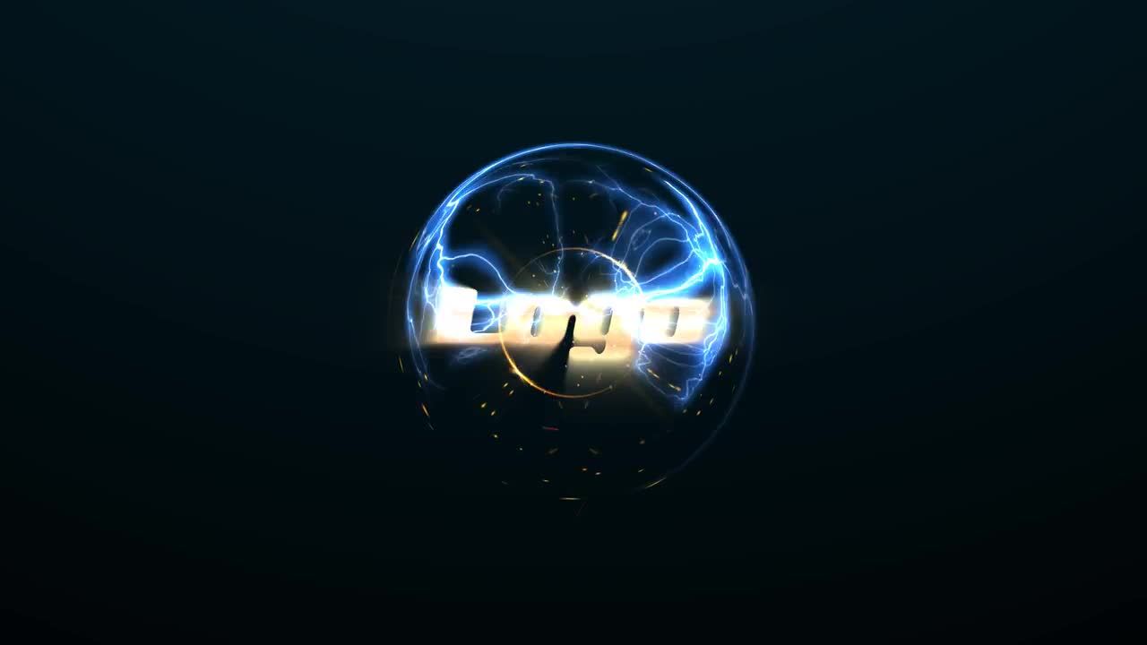 蓝色能量球爆炸logo动画展示AE模板