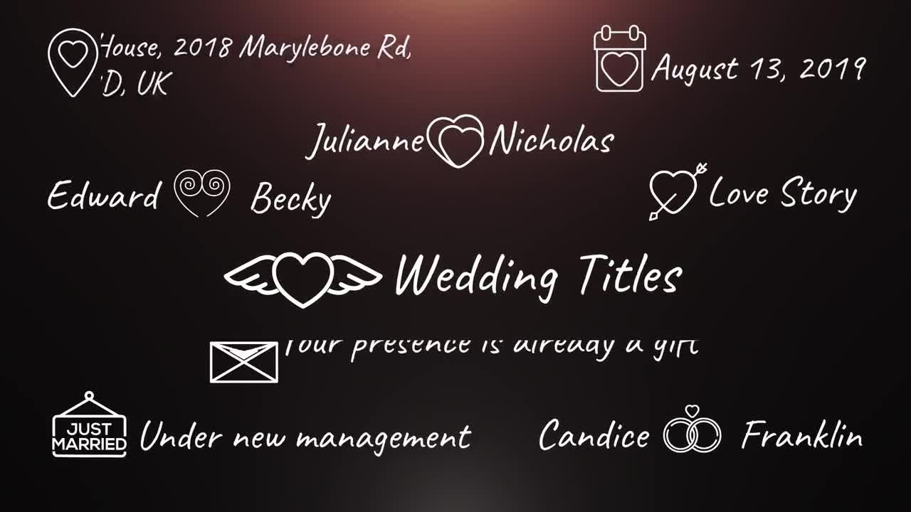 爱心婚礼标题动画PR模板